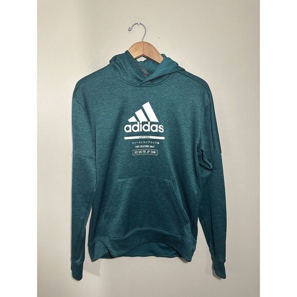 Adidas For Creators Only Hoodie Mens Small Pullover Dark Green No Drawstring - Picture 2 of 6